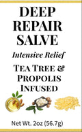 Product label for Texas Bee Deep Repair Salve, featuring the text 