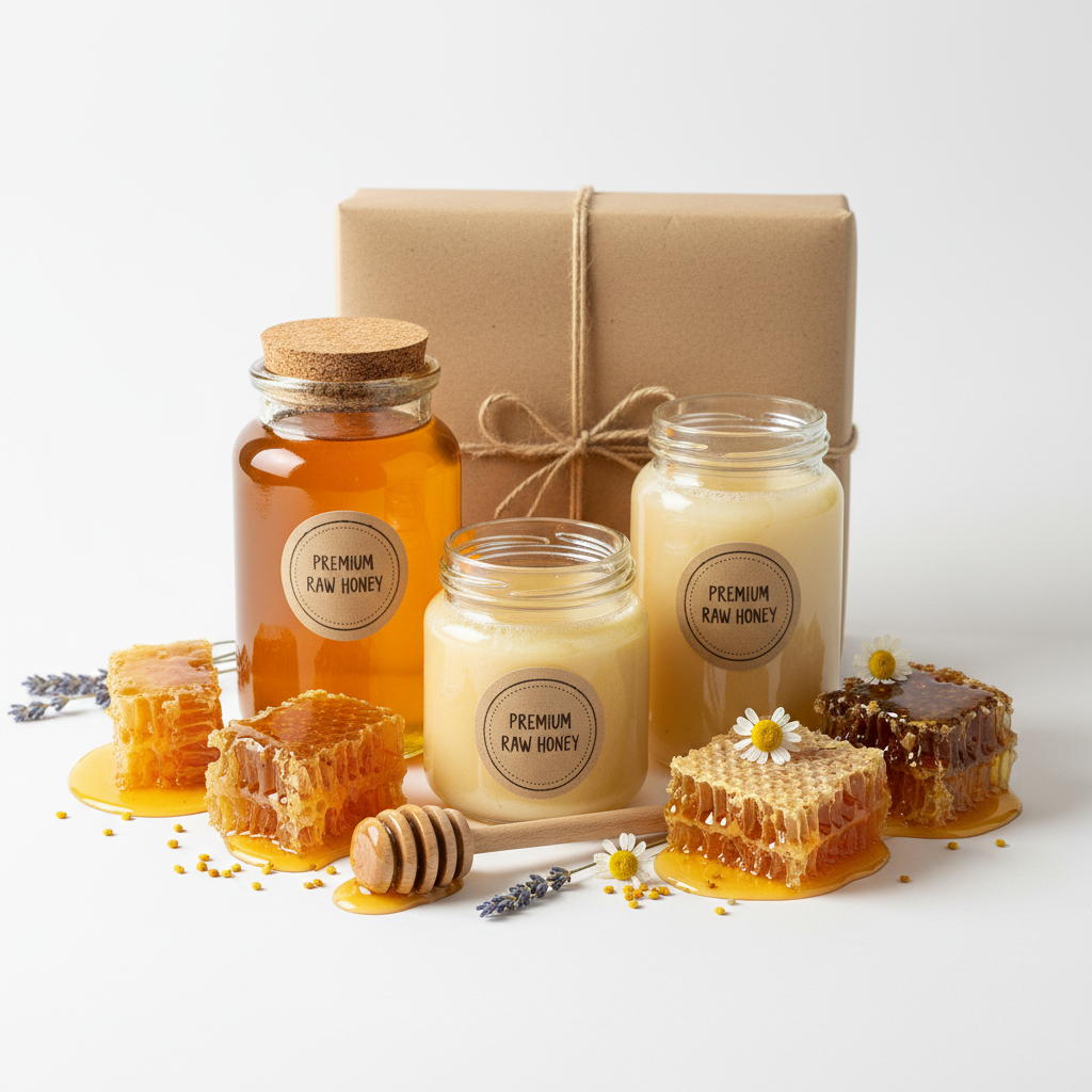 Premium raw honey gift set