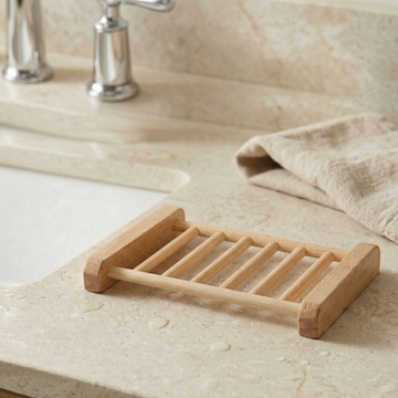 Self-Draining Bamboo Soap Dish – Natural Wood Bar Soap Saver